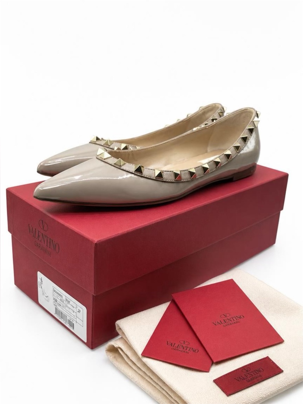 Valentino Garavani Rockstud Ballet Flats EU 37/ US 7  Poudre (Full Inclusion)